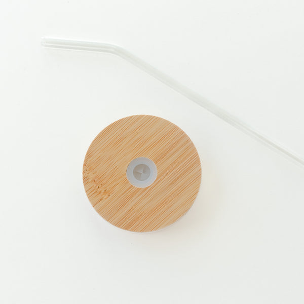 CAN GLASS BAMBOO LID & GLASS STRAW