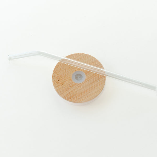 CAN GLASS BAMBOO LID & GLASS STRAW