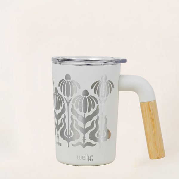 12 oz FLORAL WHITE WELLY CAMP MUG