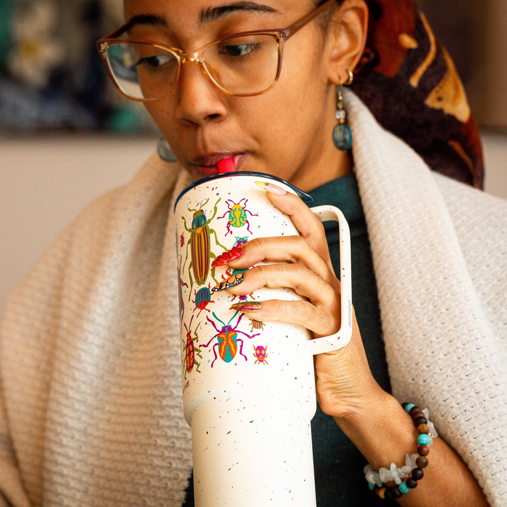 32oz BEETLE ALL DAY MIIR STRAW CUP | Coffee Drinkware - Stone