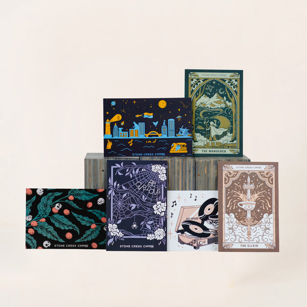 HIGH FIDELITY HIGH CAFFEINE RECORD PLAYER POSTCARD