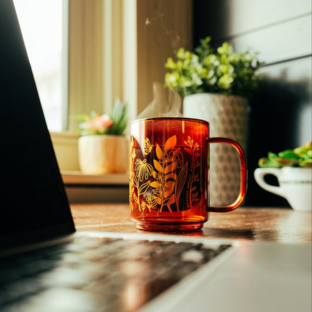 AMBER GLASS MUG | Glass Double Walled Coffee Mug