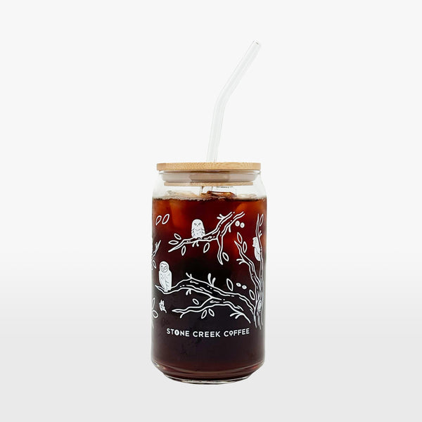 CAN GLASS BAMBOO LID & GLASS STRAW