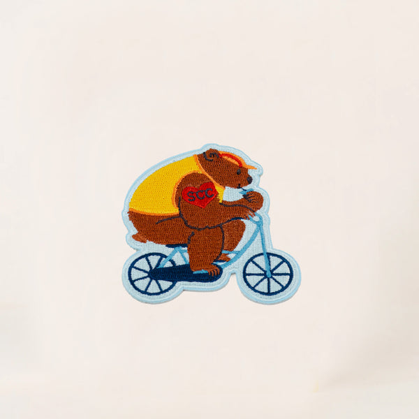 BIKING BEAR IRON ON PATCH