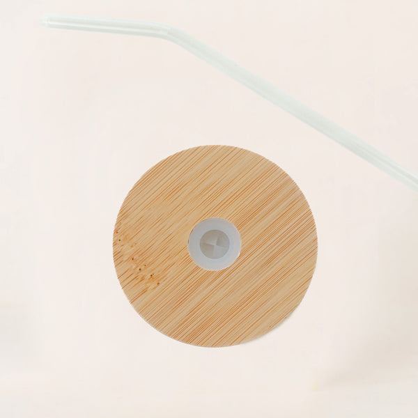 CAN GLASS BAMBOO LID & GLASS STRAW