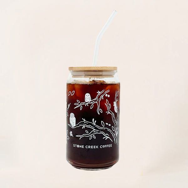CAN GLASS BAMBOO LID & GLASS STRAW