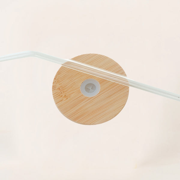 CAN GLASS BAMBOO LID & GLASS STRAW