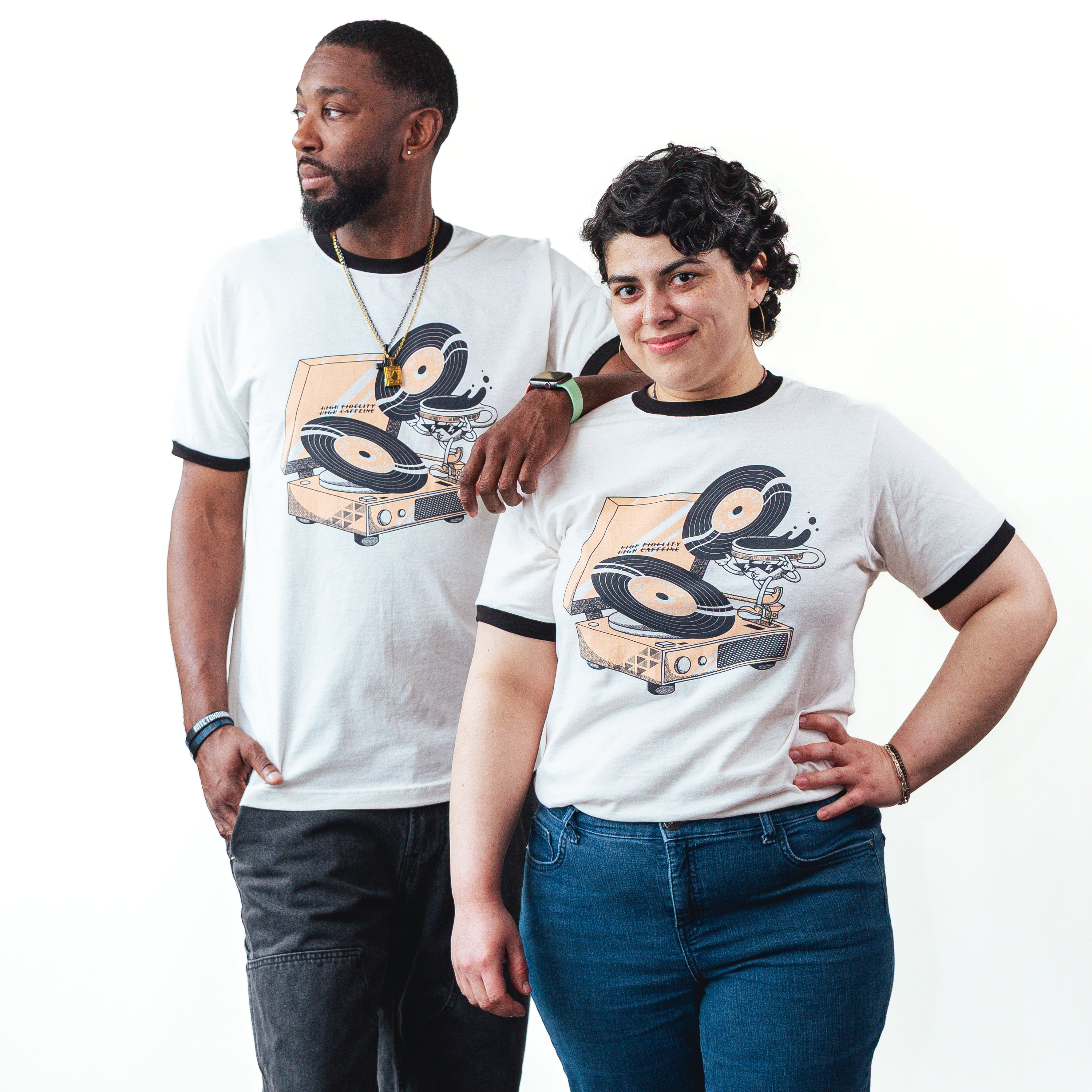 RECORD PLAYER RINGER TEE | Coffee Apparel & Merch - Stone Creek Coffee