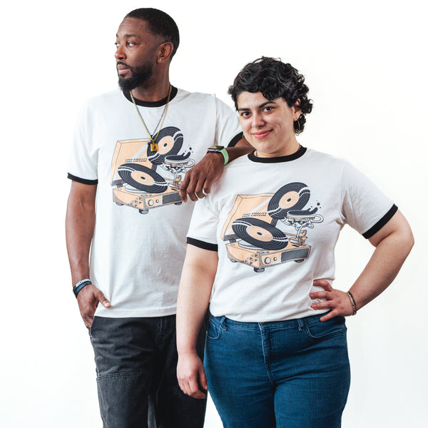 RECORD PLAYER RINGER TEE