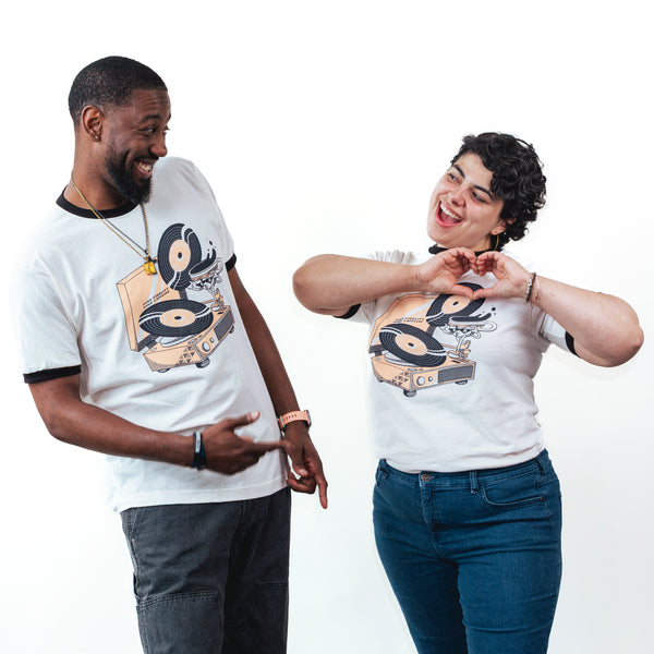 RECORD PLAYER RINGER TEE