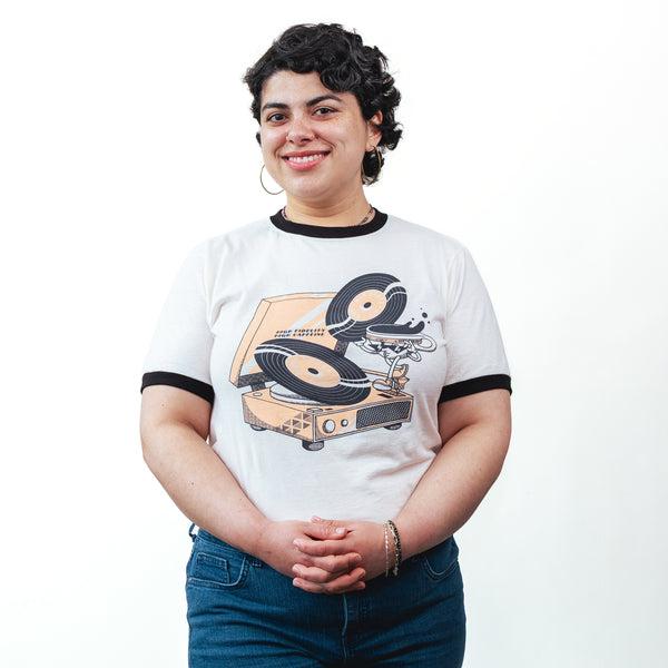 RECORD PLAYER RINGER TEE