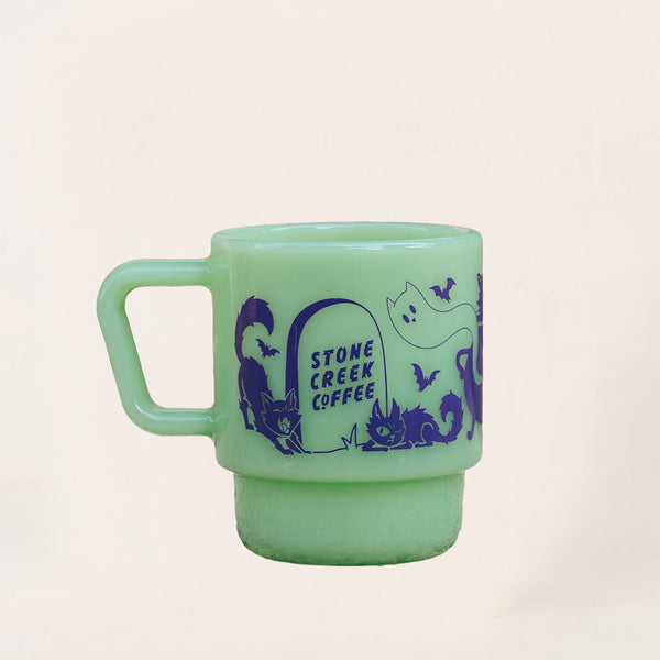 SCAREDY CAT MILK GLASS MUG