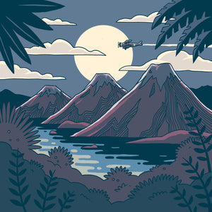 New - 3 Volcanoes Label
