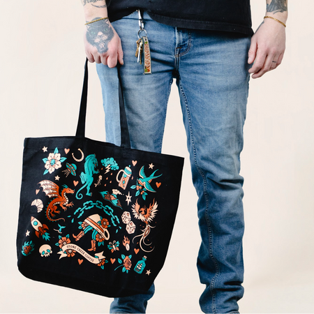 TRADITIONAL TATTOO TOTE BAG | Reusable Canvas Coffee Tote Bag