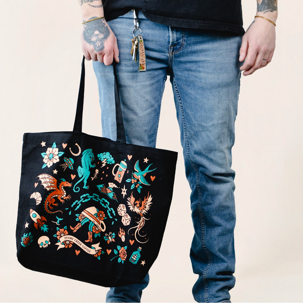 TRADITIONAL TATTOO TOTE BAG | Reusable Canvas Coffee Tote Bag