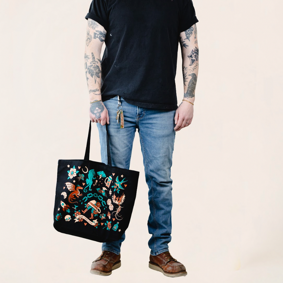 TRADITIONAL TATTOO TOTE BAG | Reusable Canvas Coffee Tote Bag