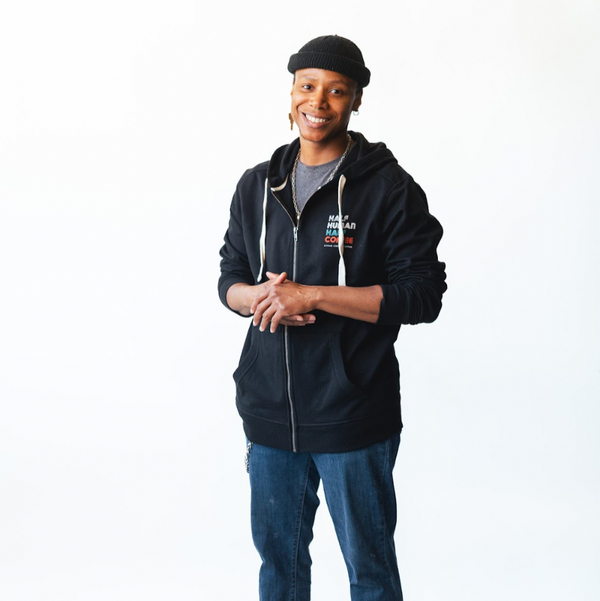 HALF HUMAN HALF COFFEE ZIP-UP HOODIE