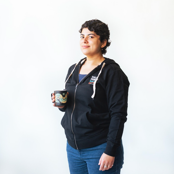 HALF HUMAN HALF COFFEE ZIP-UP HOODIE