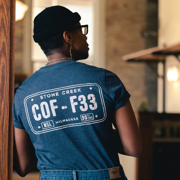 30 YEAR LICENSE PLATE BLUE TEE