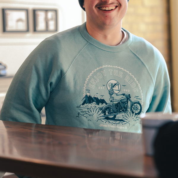 BIKER CREWNECK BLUE SWEATSHIRT