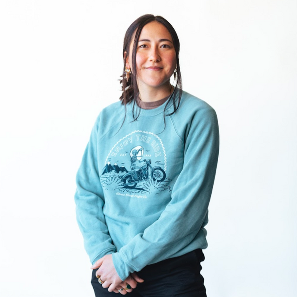 BIKER CREWNECK BLUE SWEATSHIRT