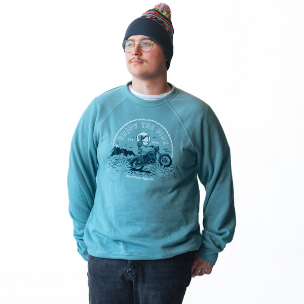 BIKER CREWNECK BLUE SWEATSHIRT