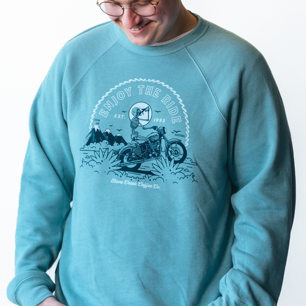 BIKER CREWNECK BLUE SWEATSHIRT