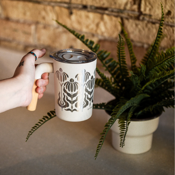 12 oz FLORAL WHITE WELLY CAMP MUG