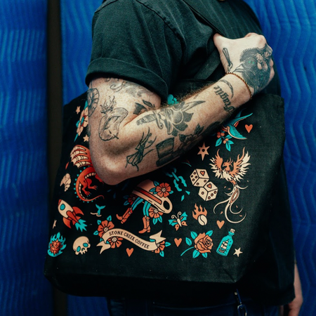 TRADITIONAL TATTOO TOTE BAG | Reusable Canvas Coffee Tote Bag